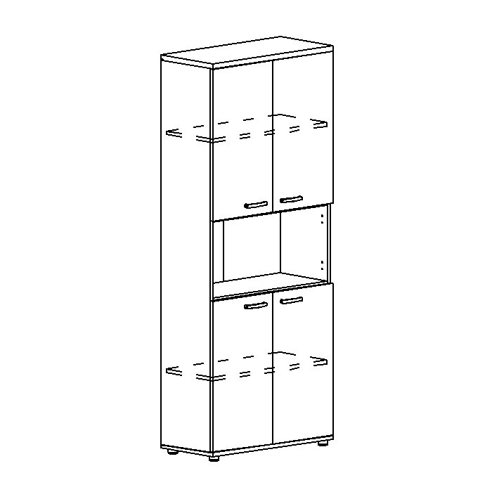 Шкаф для документов 4-дверный с открытой нишей 206591