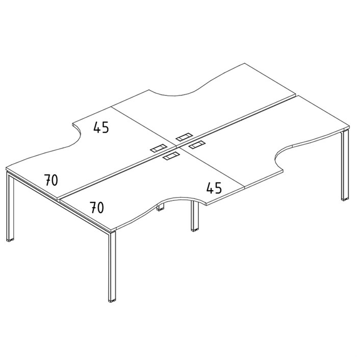 Рабочая станция столы (4х140) на каркасе UNO Классика 204169