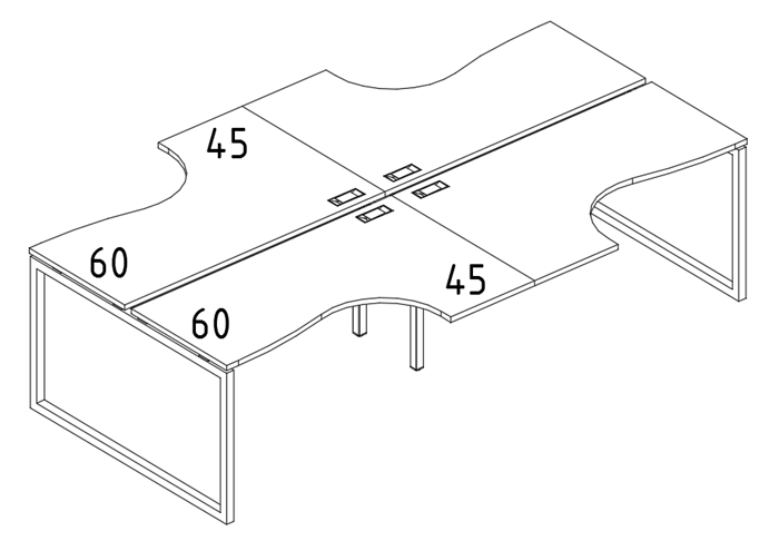 Рабочая станция со столами (4х140) Классика опоры QUATTRO 204499