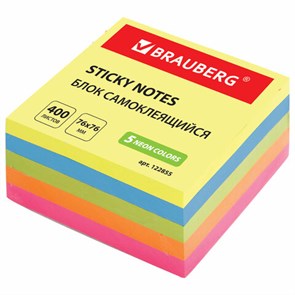 {{photo.Alt || photo.Description || 'Блок самоклеящийся (стикеры), BRAUBERG, НЕОНОВЫЙ, 76х76 мм, 400 листов, 5 цветов, 122855'}}