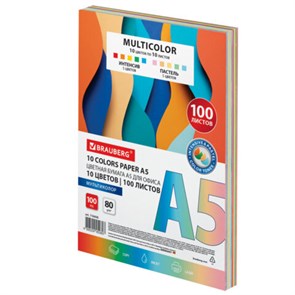 {{photo.Alt || photo.Description || 'Бумага цветная МАЛОГО ФОРМАТА 10 цветов, BRAUBERG MULTICOLOR А5, 80 г/м2, 100 л., (10 цветов x 10 листов), 116406'}}