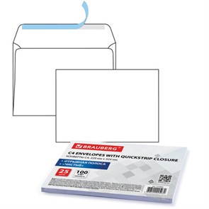 {{photo.Alt || photo.Description || 'Конверты С4 (229х324 мм), отрывная лента, 100 г/м2, КОМПЛЕКТ 25 шт., BRAUBERG, 121852'}}