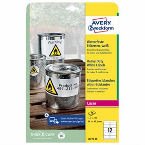 {{photo.Alt || photo.Description || 'Этикетка самоклеящаяся ВСЕПОГОДНАЯ 99,1х42,3 мм, 12 этикеток, полиэстер, белая, 20 листов, Avery Zweckform, L4776-20'}}