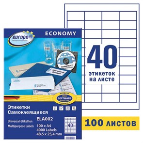 {{photo.Alt || photo.Description || 'Этикетка самоклеящаяся 48,5х25,4 мм, 40 этикеток, белая, 70 г/м2, 100 л., Avery, Европа-100, ELA002'}}