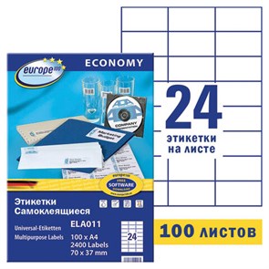 {{photo.Alt || photo.Description || 'Этикетка самоклеящаяся 70х37 мм, 24 этикетки, белая, 70 г/м2, 100 л., Avery, Европа-100, ELA011'}}