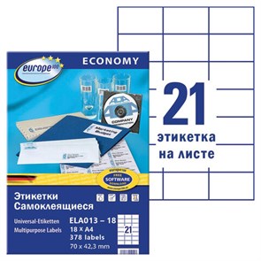 {{photo.Alt || photo.Description || 'Этикетка самоклеящаяся 70х42,3 мм, 21 этикетка, белая, 70 г/м2, 18 л., Avery, Европа-100, ELA013-18'}}