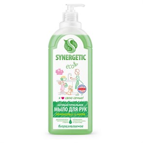 {{photo.Alt || photo.Description || 'Мыло жидкое антибактериальное 1 л SYNERGETIC &quot;Лемонграсс и мята&quot;, антизапах, дозатор, 105101'}}