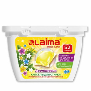 {{photo.Alt || photo.Description || 'Капсулы для стирки белья концентрат 3 в 1 с кондиционером АРОМАМАГИЯ, 52 шт., LAIMA, 608265'}}