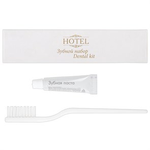 {{photo.Alt || photo.Description || 'Зубной набор КОМПЛЕКТ 200 шт., HOTEL (зубная щётка + зубная паста 5 г), картон, 2000120'}}