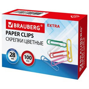 {{photo.Alt || photo.Description || 'Скрепки EXTRA BRAUBERG 28 мм цветные 100 штук, 271313'}}