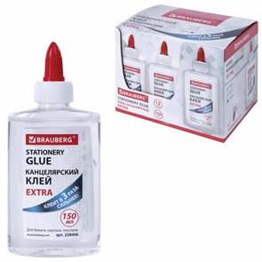 {{photo.Alt || photo.Description || 'Клей канцелярский EXTRA BRAUBERG, 150 мл, с дозатором, 228406'}}