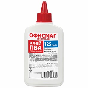 {{photo.Alt || photo.Description || 'Клей ПВА ОФИСМАГ (бумага, картон, дерево), 125 г, РОССИЯ, 225761'}}