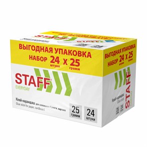 {{photo.Alt || photo.Description || 'Клей-карандаш 25 г, ВЫГОДНАЯ УПАКОВКА, КОМПЛЕКТ 24 ШТУКИ, STAFF EVERYDAY, 273018'}}