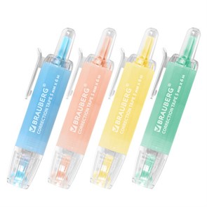 {{photo.Alt || photo.Description || 'Корректирующая лента BRAUBERG PASTEL 360, 5 мм х 6 м, ассорти, автоматическая, блистер, 272662'}}