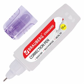 {{photo.Alt || photo.Description || 'Ручка-корректор BRAUBERG, 10 мл, металлический наконечник, в упаковке с подвесом, 222059'}}