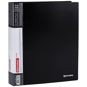 {{photo.Alt || photo.Description || 'Папка на 4 кольцах, ширина 40 мм, BRAUBERG EXTRA, до 300 листов, ЧЕРНАЯ, 0,8 мм, 270547'}}