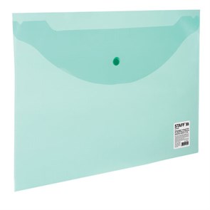 {{photo.Alt || photo.Description || 'Папка-конверт с кнопкой STAFF, А4, до 100 листов, прозрачная, зеленая, 0,12 мм, 225171'}}