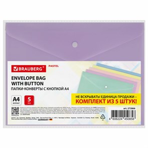 {{photo.Alt || photo.Description || 'Папка-конверт с кнопкой А4, КОМПЛЕКТ 5 шт., пастельные цвета ассорти, BRAUBERG &quot;PASTEL&quot;, 0,18 мм, 272866'}}