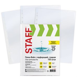 {{photo.Alt || photo.Description || 'Папки-файлы перфорированные А4 STAFF &quot;ЭКОНОМ&quot;, КОМПЛЕКТ 100 шт., гладкие, 25 мкм, 228504'}}