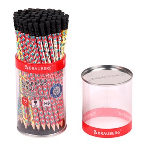 {{photo.Alt || photo.Description || 'Карандаш чернографитный BRAUBERG &quot;PATTERNS&quot;, 1 шт., HB, с ластиком, корпус ассорти, 181748'}}