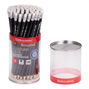 {{photo.Alt || photo.Description || 'Карандаш чернографитный BRAUBERG &quot;Style PRO&quot;, 1 шт., HB, с ластиком, корпус черный, 181723'}}