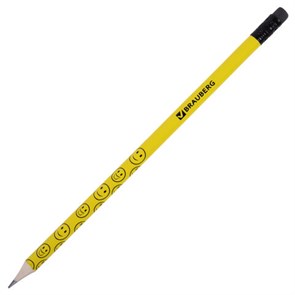 {{photo.Alt || photo.Description || 'Карандаш чернографитный BRAUBERG, 1 шт., &quot;Смайлики&quot;, НВ, c ластиком, корпус желтый, заточенный, 180654'}}