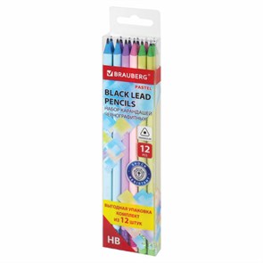 {{photo.Alt || photo.Description || 'Набор карандашей чернографитных с ластиком BRAUBERG &quot;PASTEL&quot; 12 шт., HB, 181997'}}