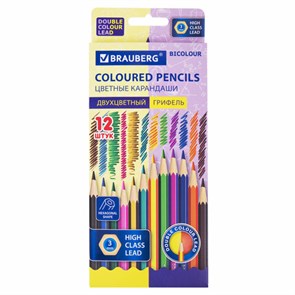 {{photo.Alt || photo.Description || 'Карандаши с двухцветным грифелем BRAUBERG BICOLOUR, 12 штук, 24 цвета, шестигранные, грифель 3 мм, натуральное дерево, 181855'}}