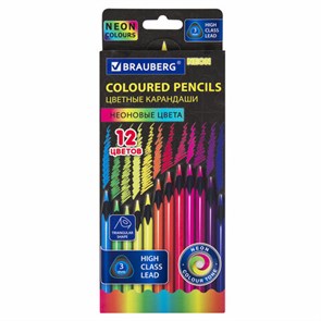 {{photo.Alt || photo.Description || 'Карандаши цветные BRAUBERG NEON, 12 неоновых цветов, трехгранные, грифель 3 мм, черное дерево, 181852'}}