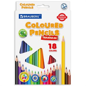 {{photo.Alt || photo.Description || 'Карандаши цветные BRAUBERG PREMIUM, 18 цветов, трехгранные, грифель 3 мм, 181662'}}