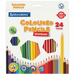 {{photo.Alt || photo.Description || 'Карандаши цветные BRAUBERG PREMIUM, 24 цвета, шестигранные, грифель 3 мм, 181668'}}
