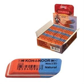 Ластик KOH-I-NOOR 6521/80, 42х14х8 мм, красно-синий, прямоугольный, скошенные края, натуральный каучук, 6521080006KDRU 224329