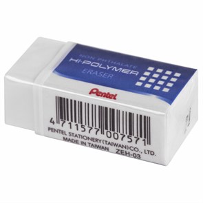 {{photo.Alt || photo.Description || 'Ластик PENTEL (Япония) &quot;HI-POLYMER ERASER&quot;, 35х16х11,5 мм, белый, прямоугольный, картонный держатель, ZEH-03'}}