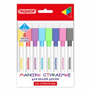 {{photo.Alt || photo.Description || 'Маркеры стираемые 2 мм для белой доски и планера со стирателем НАБОР 8 ЦВЕТОВ, ПИФАГОР, 152566'}}