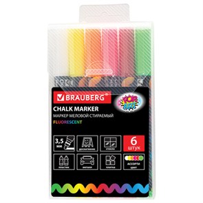 {{photo.Alt || photo.Description || 'Маркеры меловые &quot;POP-ART&quot;, НАБОР 6 ЦВЕТОВ, 3,5 мм, стираемые, для гладких поверхностей, BRAUBERG, 151526'}}