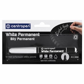 {{photo.Alt || photo.Description || 'Маркер перманентный БЕЛЫЙ CENTROPEN, круглый наконечник, 1,2 мм, блистер, 2686, 5 2686 6000'}}