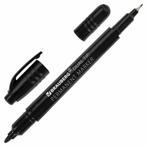 {{photo.Alt || photo.Description || 'Маркер перманентный двусторонний BRAUBERG DUO, ЧЕРНЫЙ, наконечники 0,7/1 мм, 152210'}}