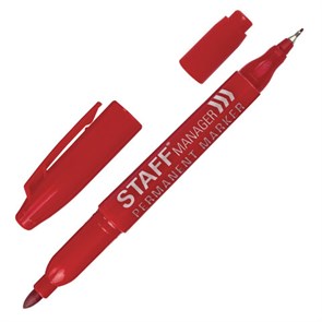 {{photo.Alt || photo.Description || 'Маркер перманентный двусторонний STAFF &quot;Manager&quot; PM-625, КРАСНЫЙ, наконечники 0,8 мм/2,2 мм, 151627'}}