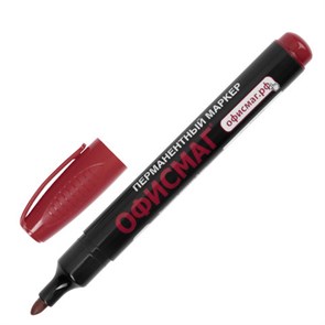 {{photo.Alt || photo.Description || 'Маркер перманентный ОФИСМАГ, КРАСНЫЙ, круглый наконечник, 3 мм, с клипом, 151199'}}