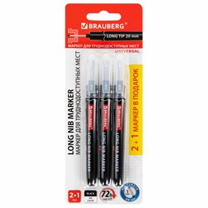 {{photo.Alt || photo.Description || 'Маркер с длинным наконечником многофункциональный разметочный для труднодоступных мест, НАБОР 3 шт., ЧЕРНЫЕ, 1 мм, BRAUBERG UNIVERSAL,152541'}}