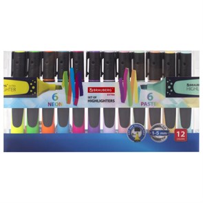 {{photo.Alt || photo.Description || 'Набор текстовыделителей 12 ЦВЕТОВ на подставке, BRAUBERG &quot;EXTRA&quot;, прорезиненный корпус, линия 1-5 мм, 151758'}}