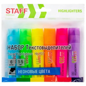 {{photo.Alt || photo.Description || 'Набор текстовыделителей 6 НЕОНОВЫХ ЦВЕТОВ, STAFF &quot;EVERYDAY HL-707&quot;, линия 1-5 мм, скошенный наконечник, 152550'}}