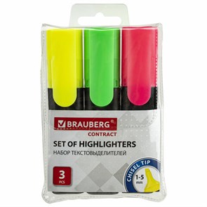 {{photo.Alt || photo.Description || 'Набор текстовыделителей BRAUBERG 3 шт., АССОРТИ, &quot;Contract&quot;, линия 1-5 мм, 150395'}}