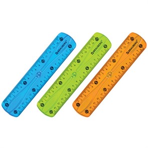 {{photo.Alt || photo.Description || 'Линейка 15 см гибкая BRAUBERG &quot;FLEX&quot;, пластиковая, ассорти, европодвес, 210673'}}