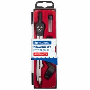 {{photo.Alt || photo.Description || 'Готовальня BRAUBERG &quot;Architect&quot;, 4 предмета: циркуль 135 мм, держатель для карандашей, точилка, грифель, 210657'}}