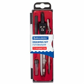 {{photo.Alt || photo.Description || 'Готовальня BRAUBERG &quot;Architect&quot;, 5 предметов: циркуль 135 мм, 2 вставки, держатель, грифель, 210658'}}