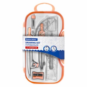 {{photo.Alt || photo.Description || 'Готовальня BRAUBERG SCHOOL KIT, 11 предметов, циркуль 115 мм, циркуль 125 мм, чертежные принадлежности, персиковый цвет, 210717'}}