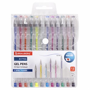 {{photo.Alt || photo.Description || 'Ручки гелевые БЛЕСТКИ BRAUBERG &quot;EXTRA&quot;, НАБОР 12 ЦВЕТОВ, узел 0,7 мм, линия 0,5 мм, 143909'}}