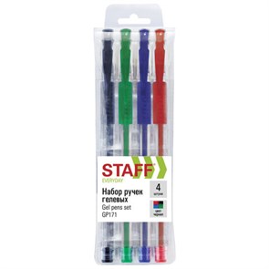 {{photo.Alt || photo.Description || 'Ручки гелевые с грипом STAFF &quot;EVERYDAY&quot; GP-171, НАБОР 4 ЦВЕТА, узел 0,5 мм, линия письма 0,35 мм, 141826'}}