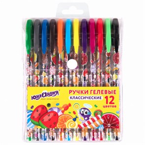 {{photo.Alt || photo.Description || 'Ручки гелевые ЮНЛАНДИЯ, НАБОР 12 ЦВЕТОВ, корпус с печатью, узел 0,5 мм, линия письма 0,35 мм, 142800'}}